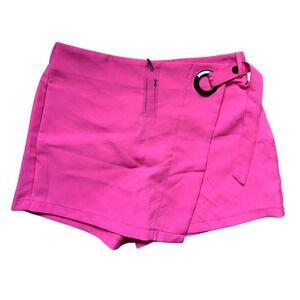NWT‎ Women's Hot Pink Feminine BarbieCore Girly Preppy Wrap Mini Skort Large USA